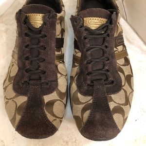 Woman's Brown Suede Coach Sneakers